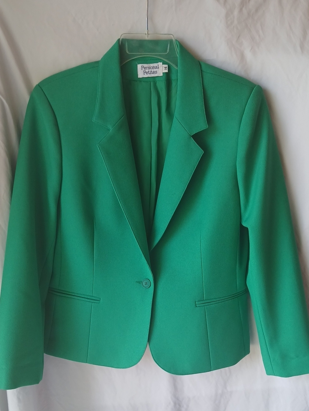 Women's Vintage Bright Green Single-Button Blazer